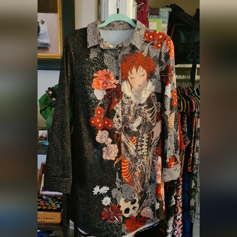 *Black Milk* Spirit of a Dragon Long Sleeve Business Time Shirt Dress * NWT!